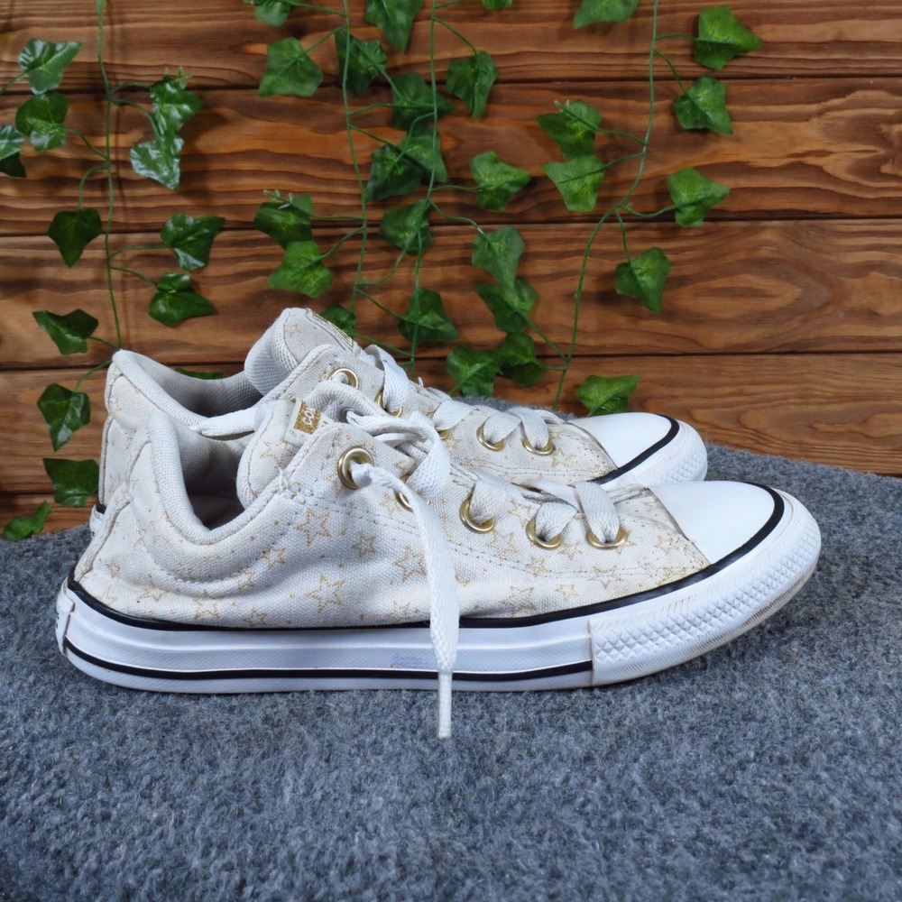 Converse Chuck Taylor All Star Street Slip Kids Sneaker Size 2 Cream Gold Shoes - Picture 3 of 7